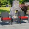 Costway 3 PCS Patio Wicker Rattan Furniture Set Coffee Table & 2 Rattan Chair W/Cushion